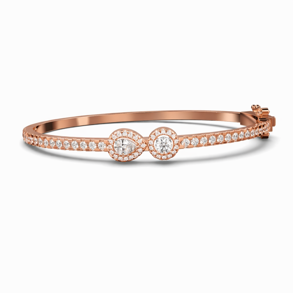 Round X Pear Bracelet natural diamond bracelet in gold