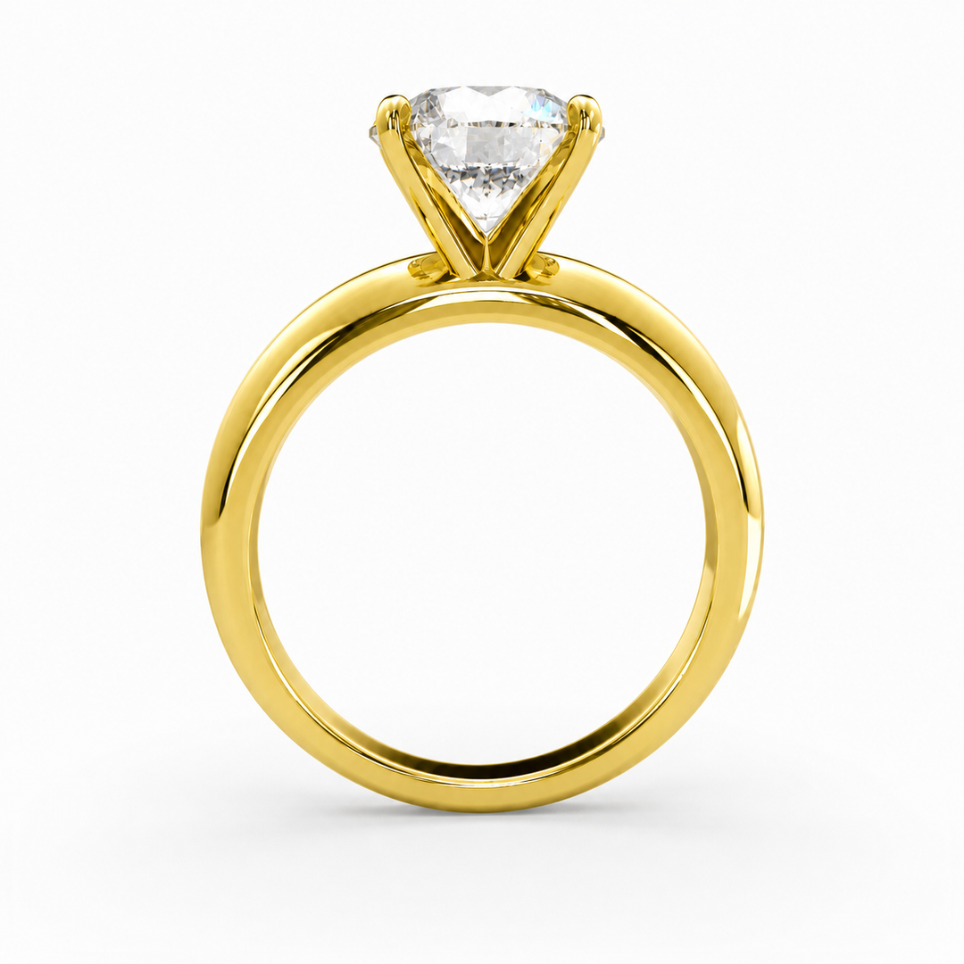 Round solo lab-grown diamond engagement ring in gold