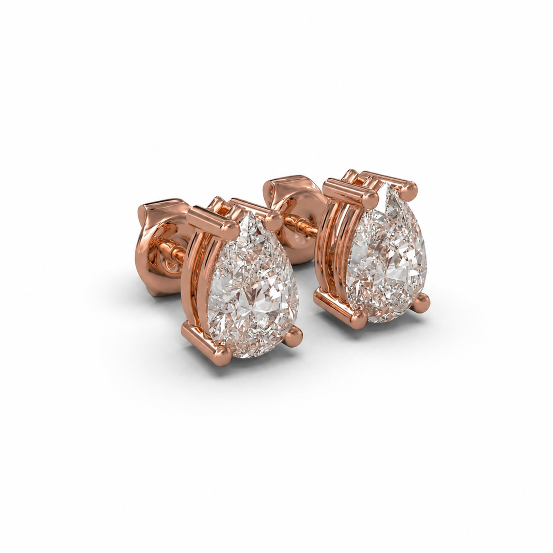 Stud Pears lab-grown diamond earrings in gold
