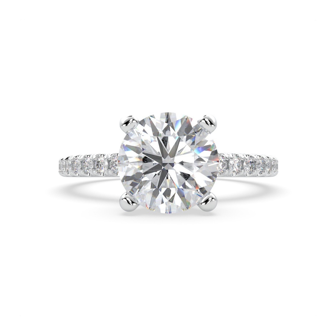 Round solitaire side stones