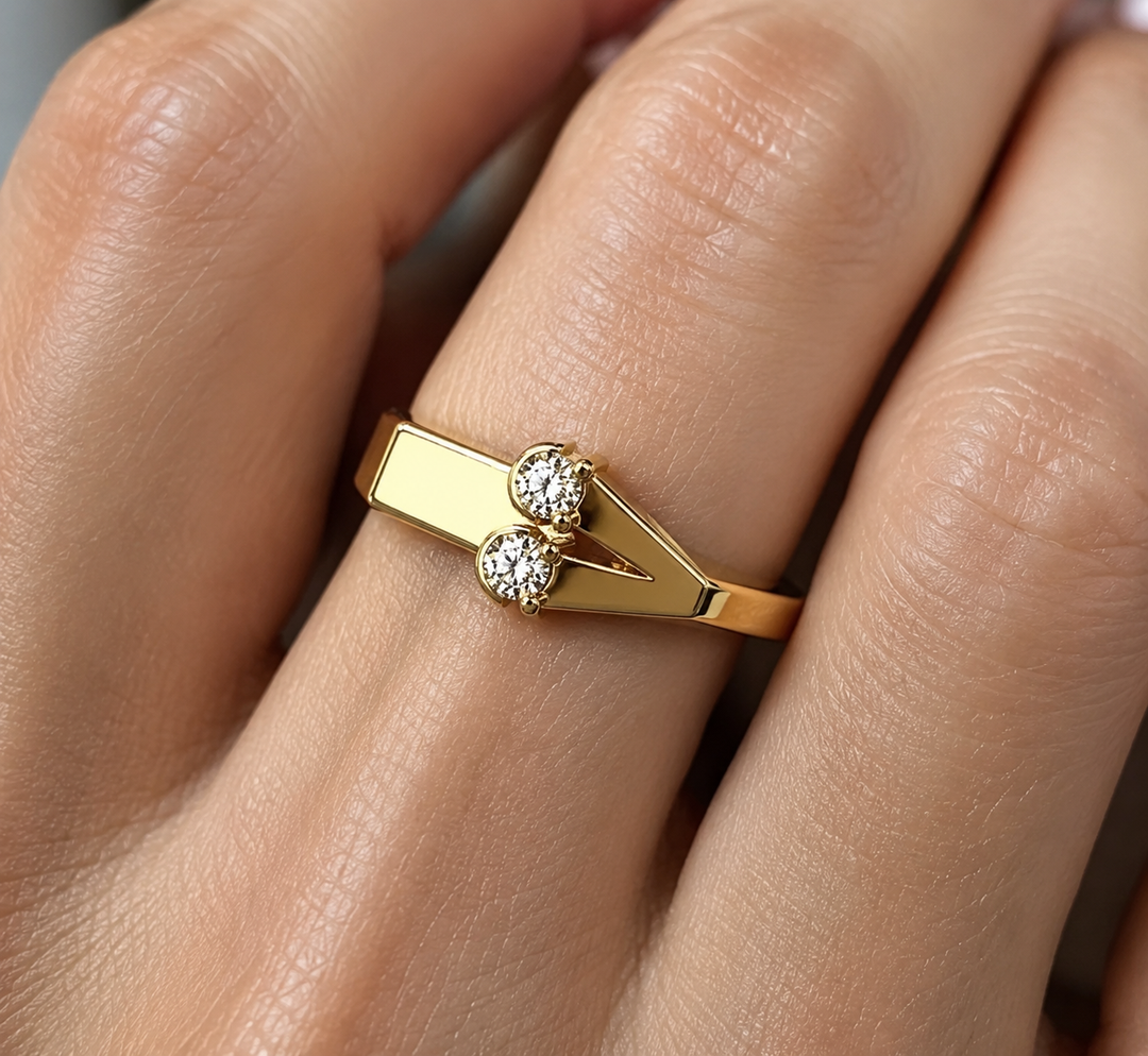 טבעת יהלומים בצורת לב – יהלומים טבעיים