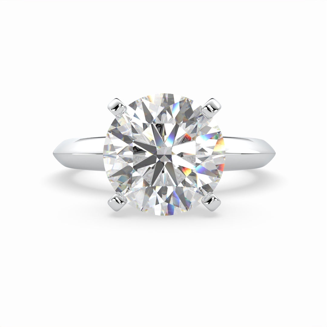 Round solo natural diamond engagement ring in gold