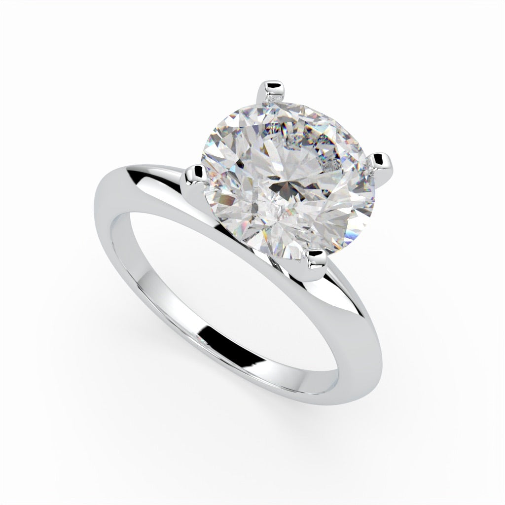 Round solo lab-grown diamond engagement ring in gold