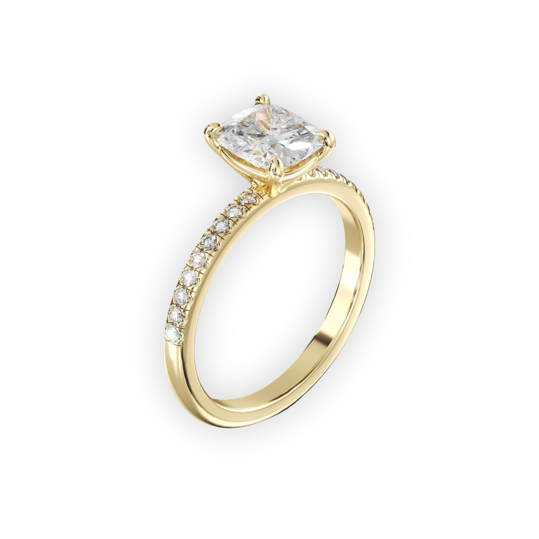 Cushion Solitaire Side Stones